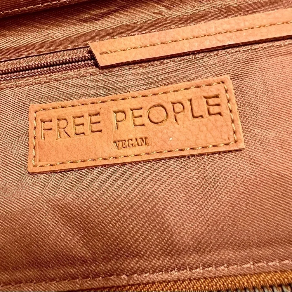 NWT FREE PEOPLE Distressed Vegan Wallet brown studded boho